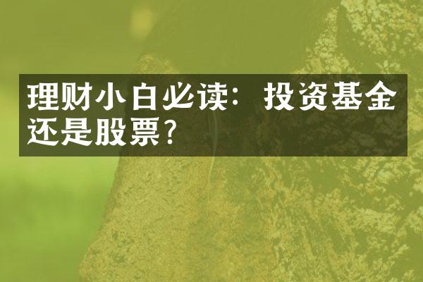 理财小白必读：投资基金还是股票？