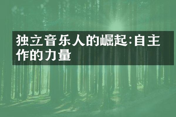 独立音乐人的崛起:自主创作的力量