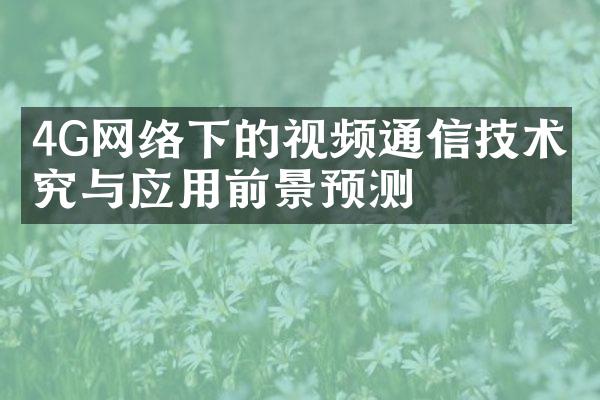 4G网络下的视频通信技术探究与应用前景预测