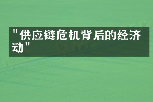 "供应链危机背后的经济波动"