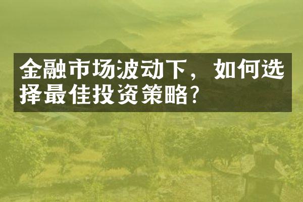 金融市场波动下，如何选择最佳投资策略？