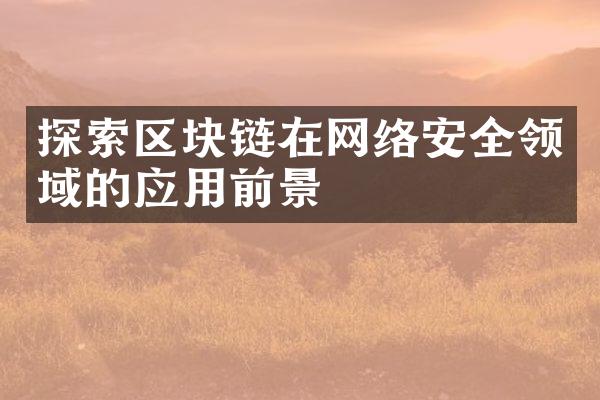 探索区块链在网络安全领域的应用前景