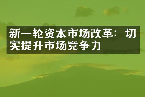 新一轮资本市场：切实提升市场竞争力