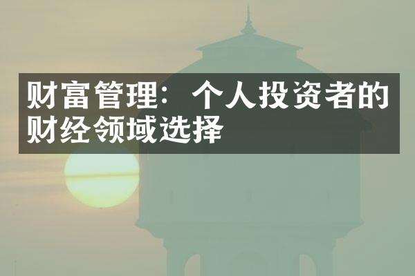 财富管理：个人投资者的财经领域选择