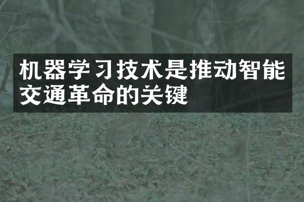 机器学习技术是推动智能交通革命的关键