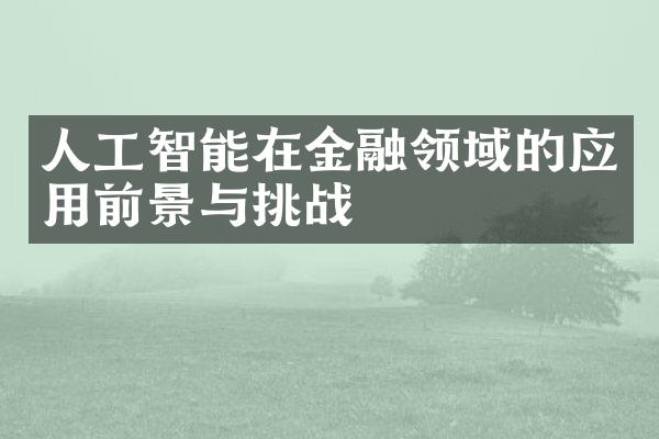 人工智能在金融领域的应用前景与挑战