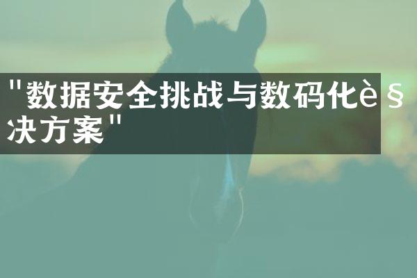 "数据安全挑战与数码化解决方案"