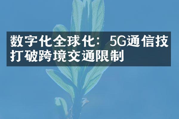 数字化全球化：5G通信技术打破跨境交通限制