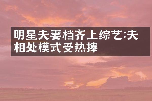 明星夫妻档齐上综艺:夫妻相处模式受热捧