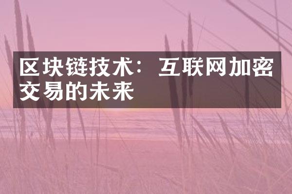 区块链技术：互联网加密交易的未来