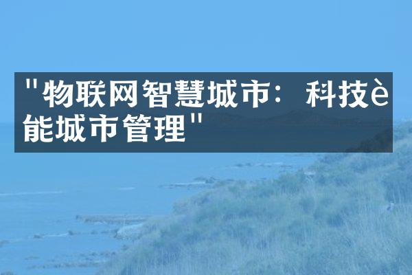 "物联网智慧城市：科技赋能城市管理"