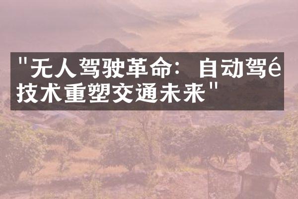 "无人驾驶革命：自动驾驶技术重塑交通未来"