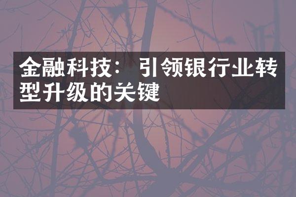 金融科技：引领银行业转型升级的关键