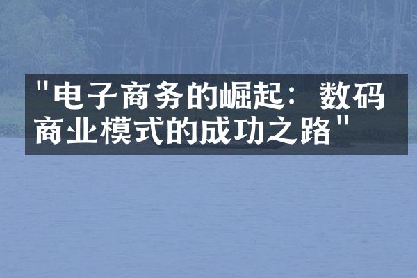 "电子商务的崛起：数码化商业模式的成功之路"