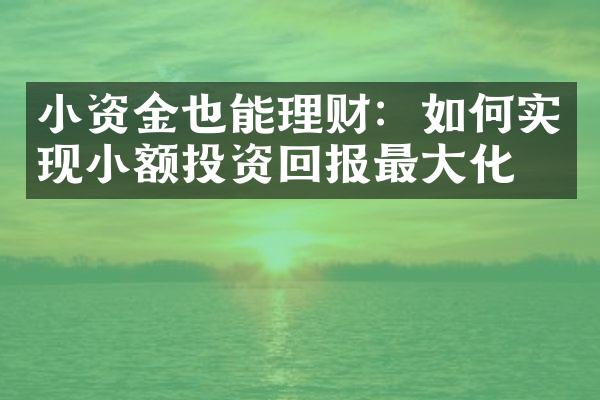 小资金也能理财：如何实现小额投资回报最大化？