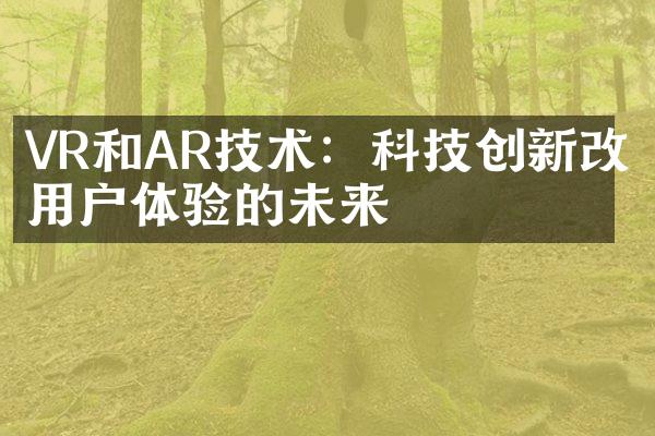 VR和AR技术：科技创新改变用户体验的未来