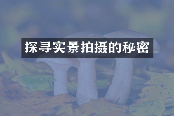 探寻实景拍摄的秘密