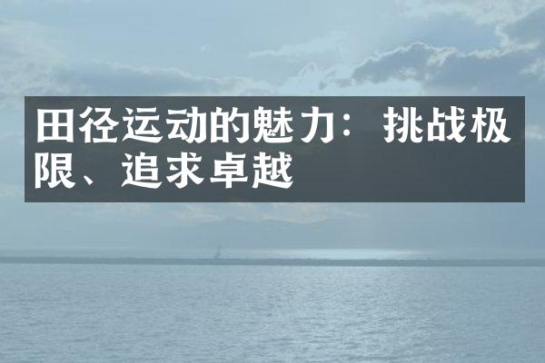 田径运动的魅力：挑战极限、追求卓越