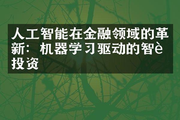 人工智能在金融领域的革新：机器学习驱动的智能投资