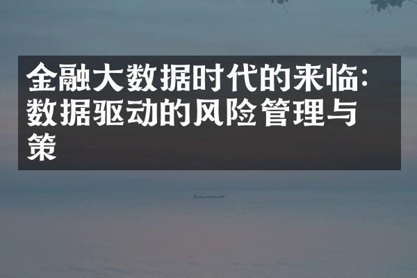 金融大数据时代的来临：数据驱动的风险管理与决策