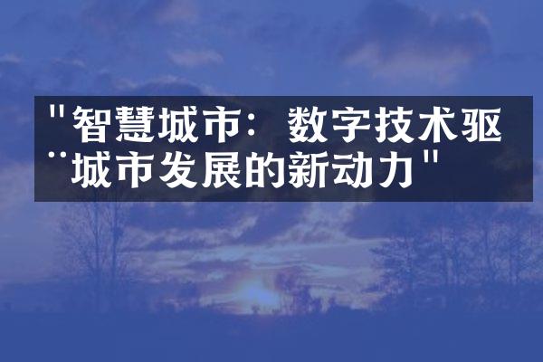 "智慧城市：数字技术驱动城市发展的新动力"