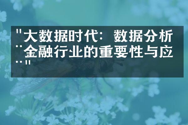 "大数据时代：数据分析在金融行业的重要性与应用"