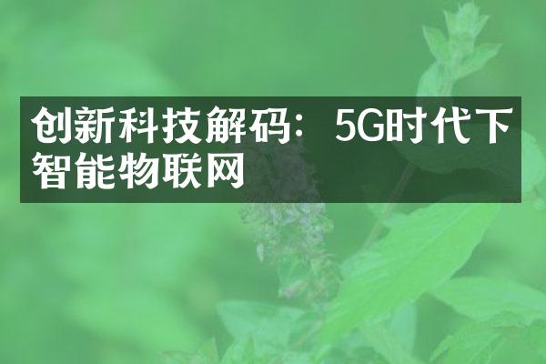 创新科技解码：5G时代下的智能物联网