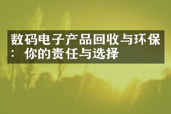 数码电子产品回收与环保：你的责任与选择