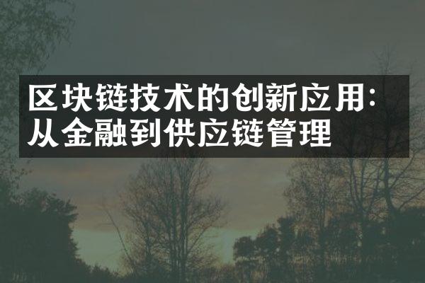 区块链技术的创新应用：从金融到供应链管理