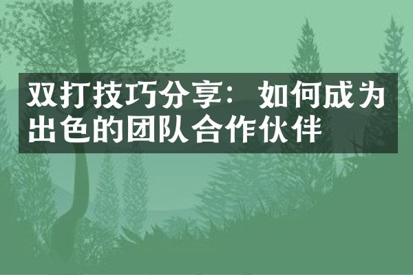 双打技巧分享：如何成为出色的团队合作伙伴