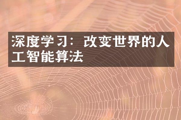 深度学习：改变世界的人工智能算法