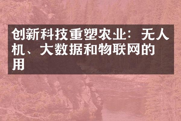 创新科技重塑农业：无人机、大数据和物联网的应用