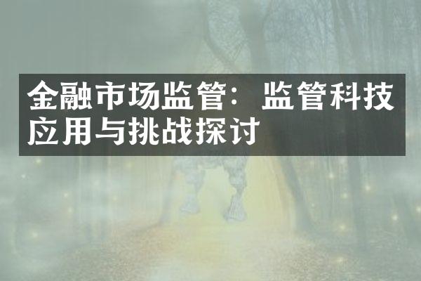 金融市场监管：监管科技应用与挑战探讨