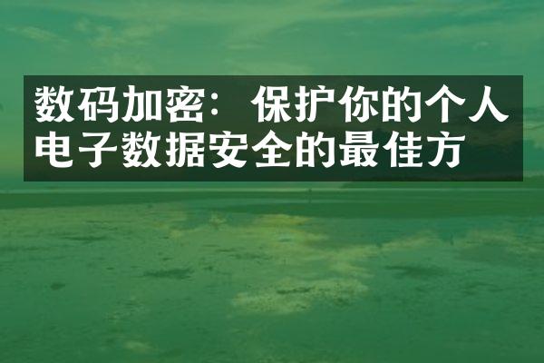 数码加密：保护你的个人电子数据安全的最佳方法