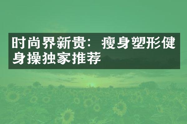 时尚界新贵：塑形健身操独家推荐