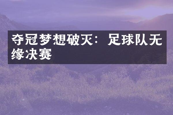 夺冠梦想破灭：足球队无缘决赛