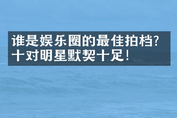 谁是娱乐圈的最佳拍档？十对明星默契十足！