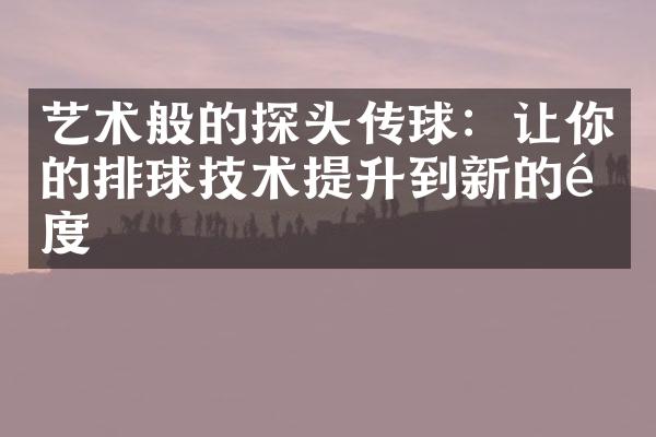 艺术般的探头传球：让你的排球技术提升到新的高度