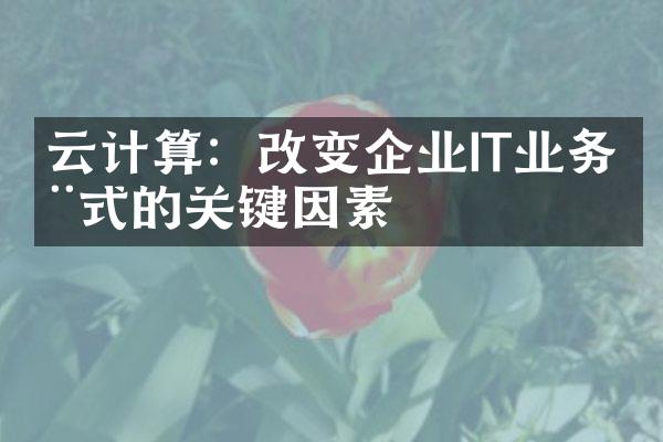 云计算：改变企业IT业务模式的关键因素