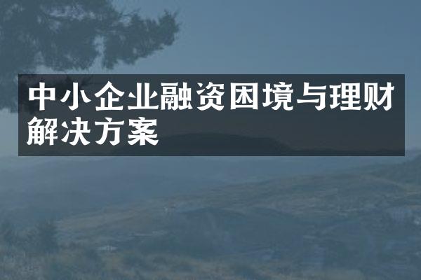 中小企业融资困境与理财解决方案