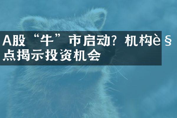 A股“牛”市启动？机构观点揭示投资机会