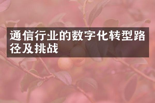 通信行业的数字化转型路径及挑战