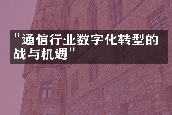 "通信行业数字化转型的挑战与机遇"