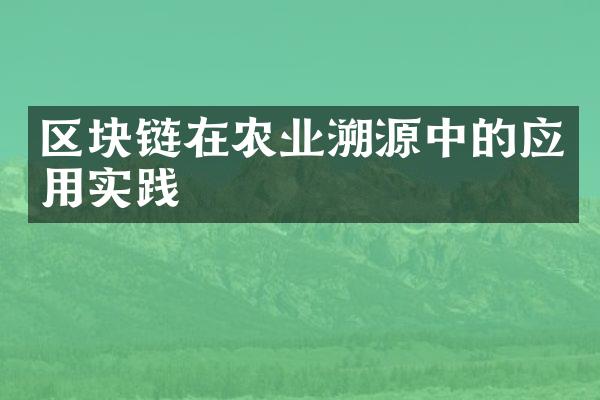 区块链在农业溯源中的应用实践