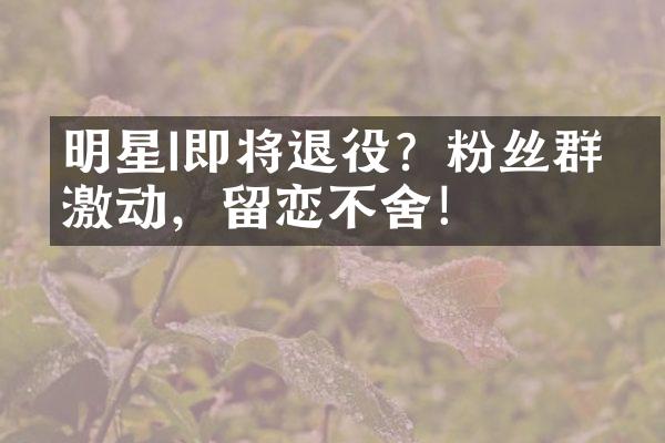 明星I即将退役？粉丝群情激动，留恋不舍！