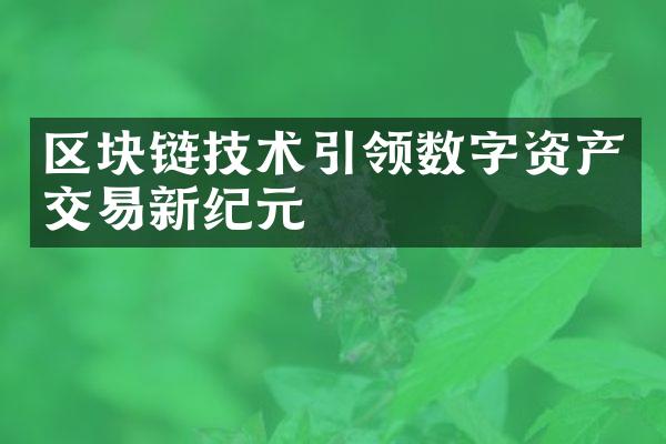 区块链技术引领数字资产交易新纪元