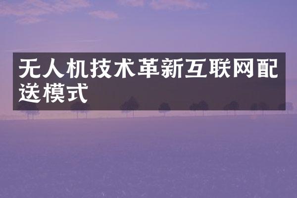 无人机技术革新互联网配送模式