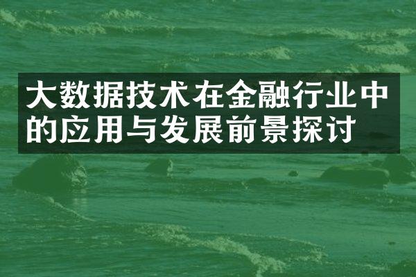 大数据技术在金融行业中的应用与发展前景探讨