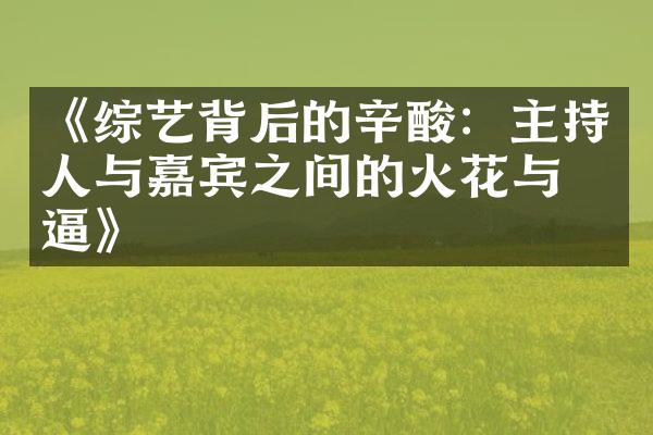 《综艺背后的辛酸：主持人与嘉宾之间的火花与撕逼》