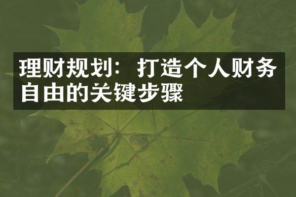 理财规划：打造个人财务自由的关键步骤